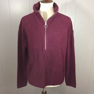 PINK 1/4 zip fleece Sherpa pullover sweatshirt